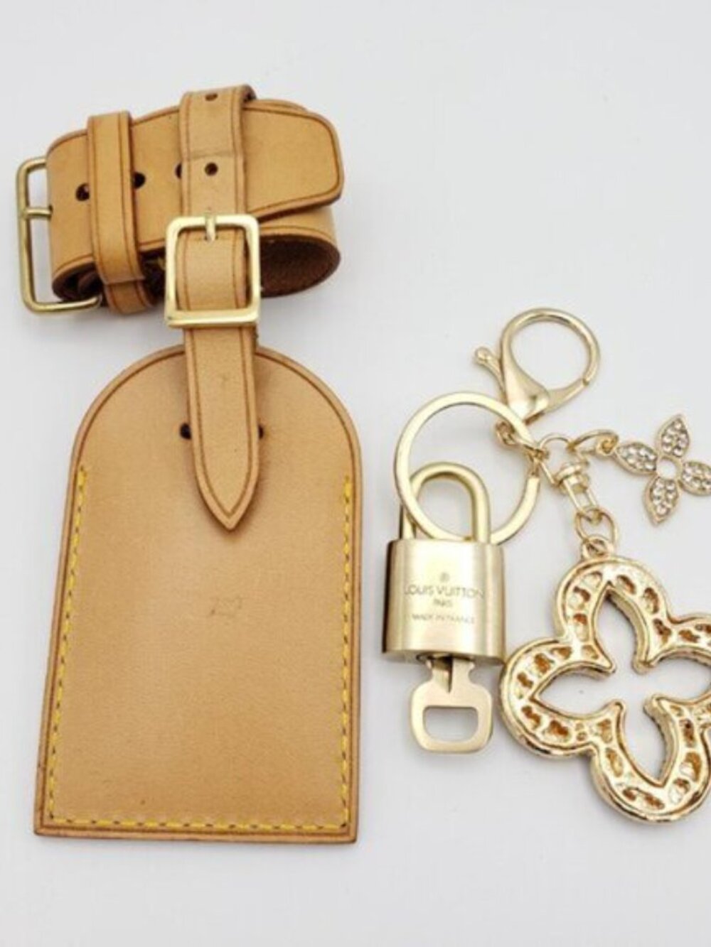 Authentic Louis Vuitton Luggage Nametag and Gold Padlock with Unbranded Keycharm - Picture 4 of 14